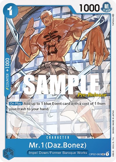 Mr.1 (Daz.Bonez) #OP02-063 Paramount War Pre-Release Cards