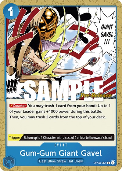 Gum-Gum Giant Gavel #OP03-055 Pillars of Strength Pre-Release Cards