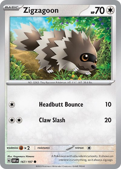 Zigzagoon #167 Obsidian Flames