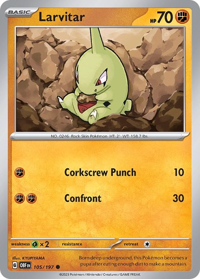 Larvitar #105 Obsidian Flames