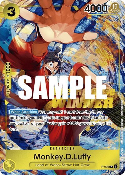 Monkey.D.Luffy (Pre-Release Tournament) (Winner) #P-036 One Piece Promotion Cards