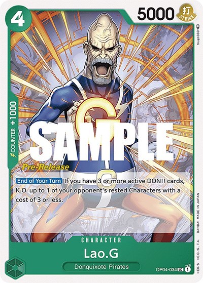 Lao.G #OP04-034 Kingdoms of Intrigue Pre-Release Cards