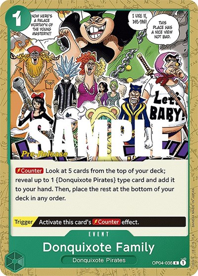 Donquixote Family #OP04-036 Kingdoms of Intrigue Pre-Release Cards
