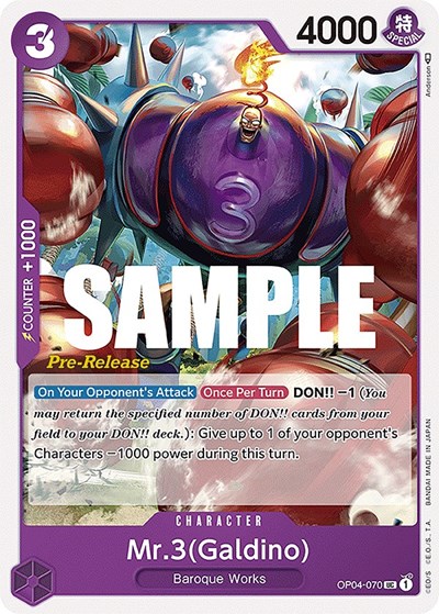 Mr.3 (Galdino) #OP04-070 Kingdoms of Intrigue Pre-Release Cards