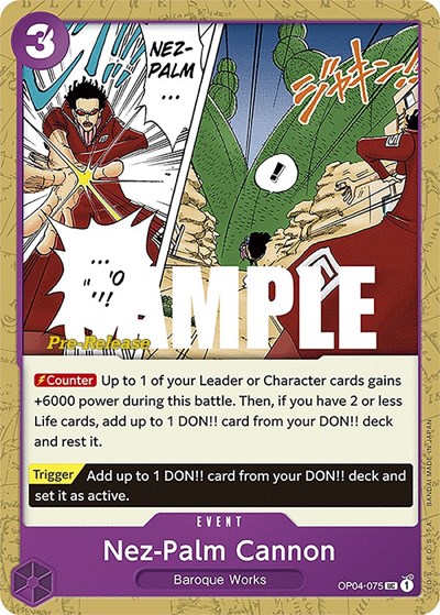 Nez-Palm Cannon #OP04-075 Kingdoms of Intrigue Pre-Release Cards