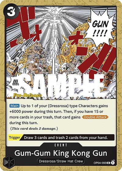 Gum-Gum King Kong Gun #OP04-093 Kingdoms of Intrigue Pre-Release Cards