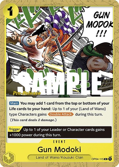 Gun Modoki #OP04-115 Kingdoms of Intrigue Pre-Release Cards