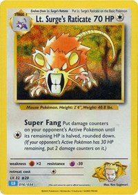 Lt. Surge's Raticate #16 Trading Card Game Classic