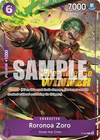 Roronoa Zoro (OP-06 Pre-Release Tournament) [Winner] #P-045 One Piece Promotion Cards