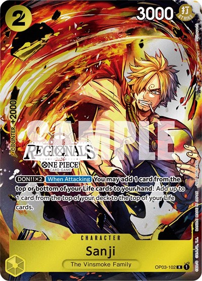 Sanji (Online Regional 2024) [Participant] #OP03-102 One Piece Promotion Cards