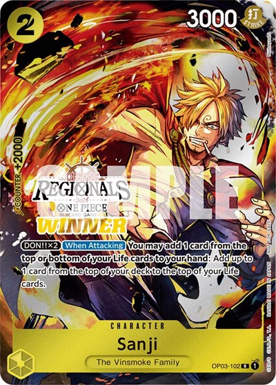 Sanji (Offline Regional 2024) [Winner] #OP03-102 One Piece Promotion Cards