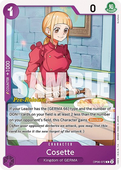 Cosette #OP06-072 Wings of the Captain Pre-Release Cards
