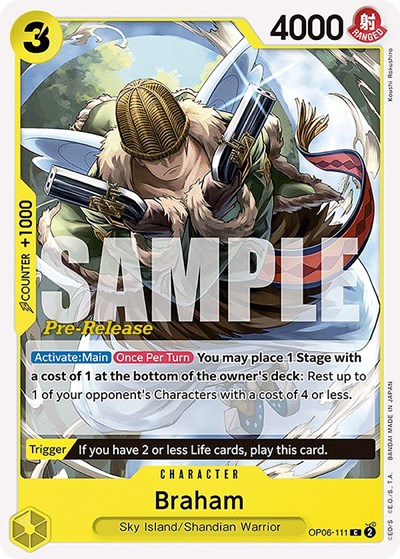 Braham #OP06-111 Wings of the Captain Pre-Release Cards