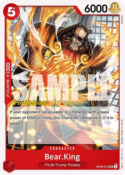 Bear.King #OP06-012 Wings of the Captain Pre-Release Cards