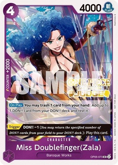 Miss Doublefinger(Zala) (Judge Pack Vol. 3) #OP05-073 One Piece Promotion Cards