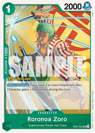 Roronoa Zoro #OP07-034 500 Years in the Future Pre-Release Cards