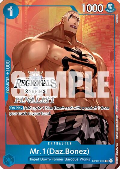 Mr.1 (Daz.Bonez) (Online Regional 2024 Vol. 3) [Finalist] #OP02-063 One Piece Promotion Cards