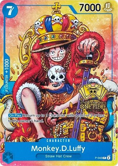 Monkey.D.Luffy (2nd Anniversary Stamped Promo) #P-043 One Piece Promotion Cards