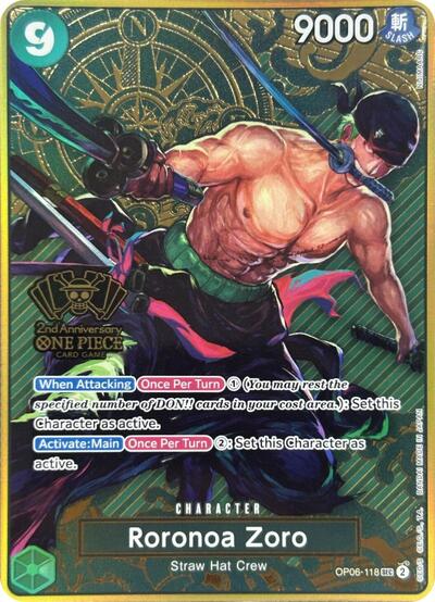 Roronoa Zoro (One Piece Japanese Version 2nd Anniversary Set) #OP06-118 One Piece Promotion Cards