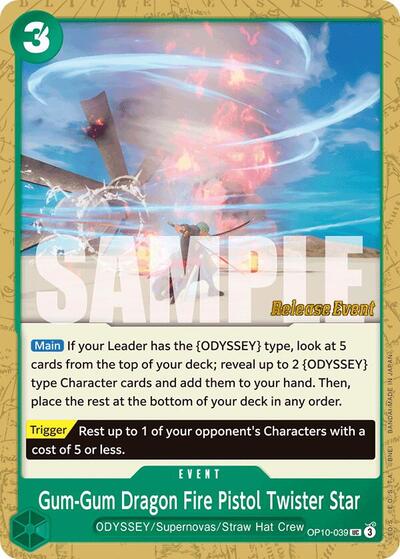 Gum-Gum Dragon Fire Pistol Twister Star #OP10-039 Royal Blood Release Event Cards