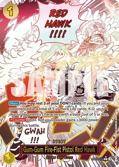 Gum-Gum Fire-Fist Pistol Red Hawk (Alternate Art) #OP11-114 A Fist of Divine Speed
