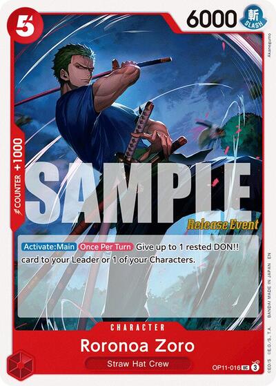 Roronoa Zoro #OP11-016 A Fist of Divine Speed Release Event Cards