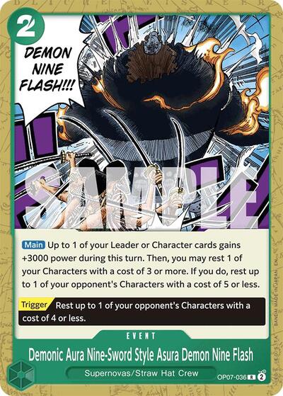 Demonic Aura Nine-Sword Style Asura Demon Nine Flash (Reprint) #OP07-036 Starter Deck 24: GREEN Jewelry Bonney