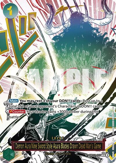 Demon Aura Nine Sword Style Asura Blades Drawn Dead Man's Game (Alternate Art) #OP12-037 Legacy of the Master
