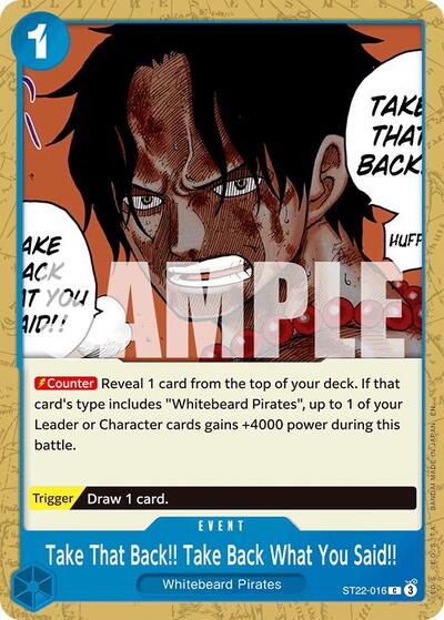 Take That Back!! Take Back What You Said!! #ST22-016 Starter Deck 22: Ace & Newgate