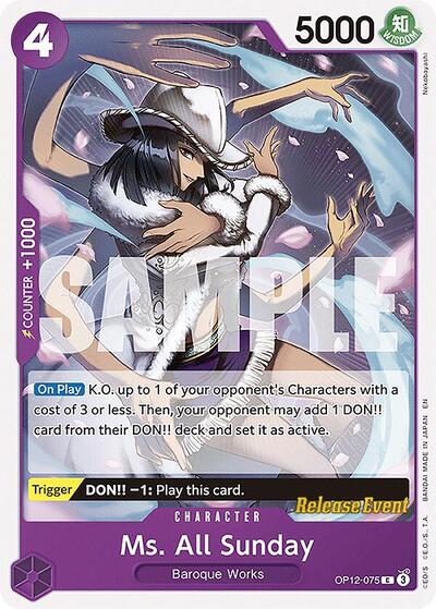 Ms. All Sunday #OP12-075 Legacy of the Master Release Event Cards