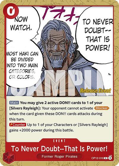 To Never Doubt--That Is Power! #OP12-016 Legacy of the Master Release Event Cards