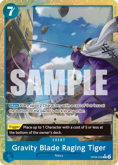 Gravity Blade Raging Tiger (Alternate Art) #OP06-058 Premium Booster -The Best- Vol. 2