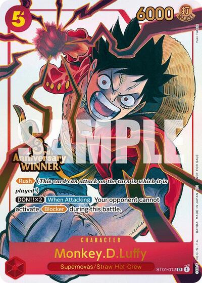 Monkey.D.Luffy - ST01-012 (3rd Anniversary Winner) #ST01-012 One Piece Promotion Cards