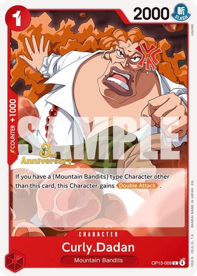 Curly.Dadan #OP13-009 Carrying On His Will: 3rd Anniversary Tournament Cards
