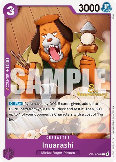Inuarashi #OP13-061 Carrying On His Will: 3rd Anniversary Tournament Cards