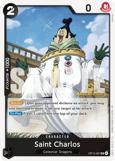 Saint Charlos #OP13-087 Carrying On His Will: 3rd Anniversary Tournament Cards