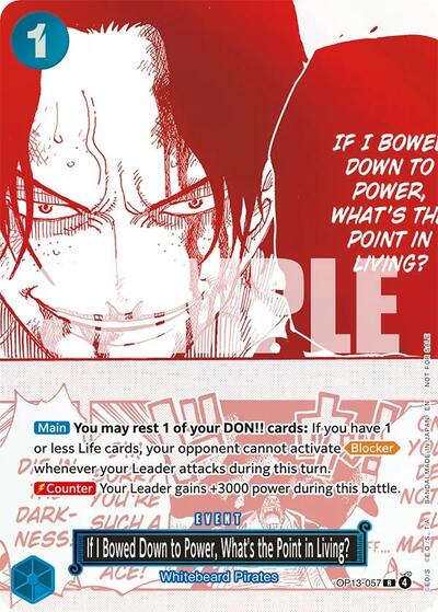 If I Bowed Down to Power, What's the Point in Living? (3rd Anniversary Treasure Campaign Pack) #OP13-057 One Piece Promotion Cards