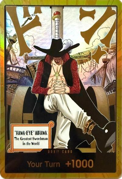 DON!! Card (Dracule Mihawk) (Gold) #promo The Azure Sea's Seven