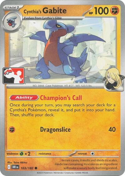 Cynthia's Gabite Prize Pack Series Cards #103