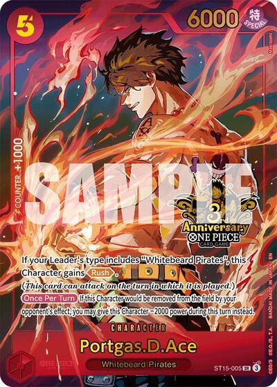 Portgas.D.Ace (Japanese Version 3rd Anniversary Set) #ST15-005 One Piece Promotion Cards