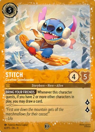Stitch - Carefree Snowboarder #42 Disney Lorcana Promo Cards