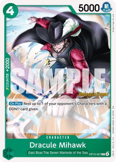Dracule Mihawk #OP15-027 Adventure on Kami's Island Release Event Cards