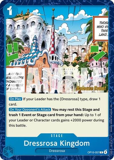 Dressrosa Kingdom #OP15-057 Adventure on Kami's Island Release Event Cards