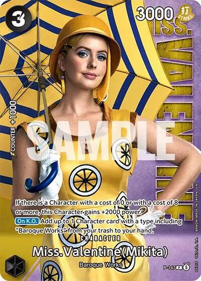 Miss.Valentine (Mikita) - P-147 (Premium Card Collection -Live Action Edition Vol.2 Baroque Works-) #P-147 One Piece Promotion Cards