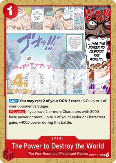 The Power to Destroy the World #OP17-018 The World's Strongest Warriors Release Event Cards