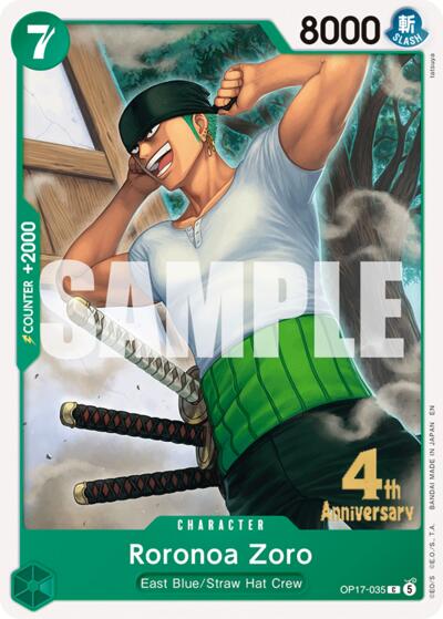 Roronoa Zoro #OP17-035 The World's Strongest Warriors Release Event Cards