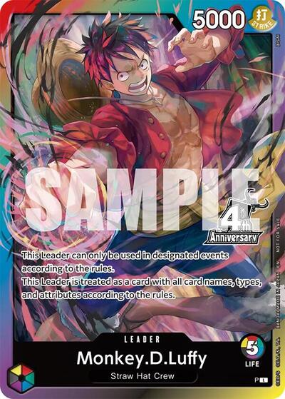 Monkey.D.Luffy (4th Anniversary Leader Card) #promo One Piece Promotion Cards