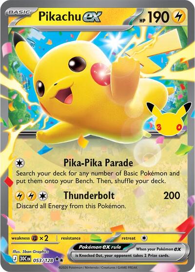 Pikachu ex #53 30th Celebration