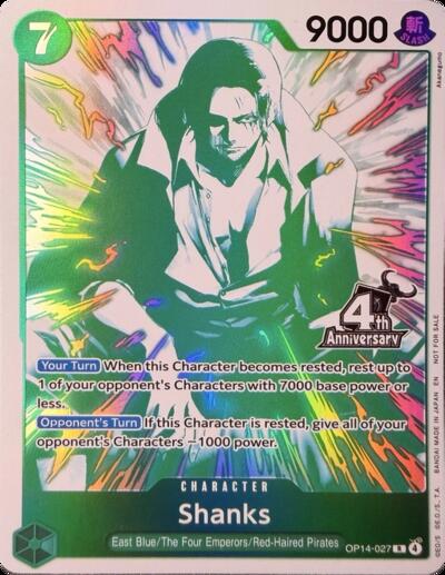 Shanks (4th Anniversary Treasure Campaign Pack) #OP14-027 One Piece Promotion Cards