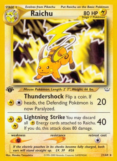 Raichu #21 Neo Revelation